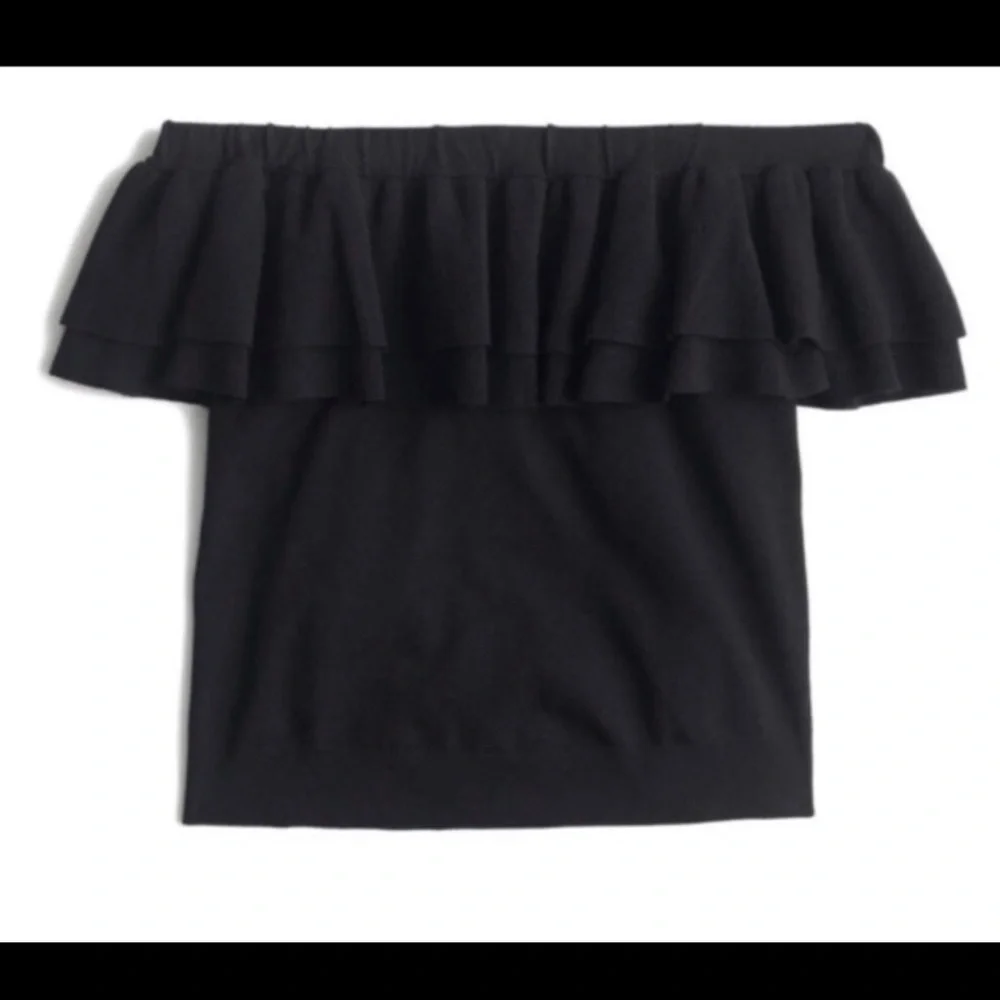 J. Crew Summer Black Ruffle Top
